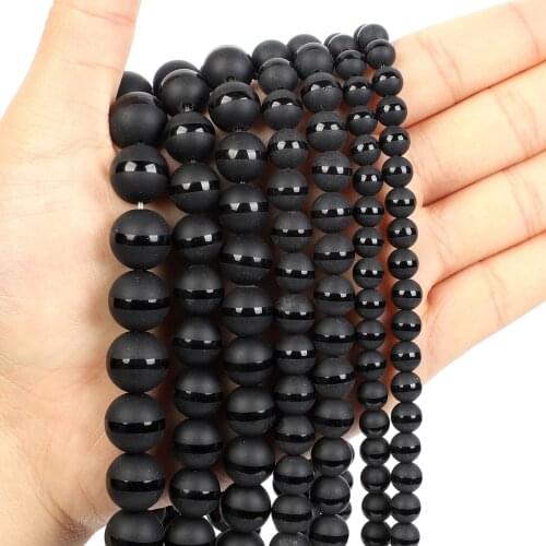 Natural Stone Beads A Line Frosted Agate Charm Round Loose Beads for Jewelry Making Needlework Bracelet DIY 4-12 MM