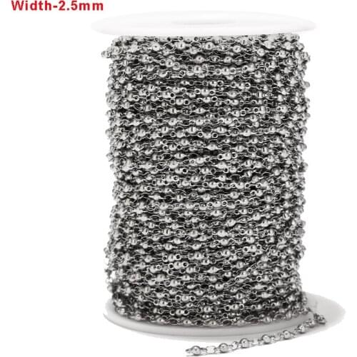 Top Quality 2.5mm Width Stainless Steel Curb Chains Ball beads Link Chain in Bulk For Necklaces DIY Jewelry Accessories Making