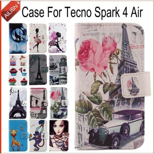 AiLiShi Case For Tecno Spark 4 Air Luxury Flip PU Painted Leather Case Tecno Exclusive 100% Special Phone Cover Skin+Tracking