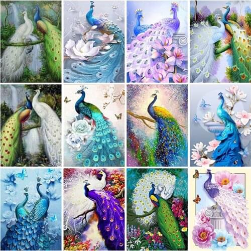 DIY Peacock 5D Diamond Painting Full Square Drill Animal Diamond Embroidery Cross Stitch Kits Mosaic Wall Art Home Decor