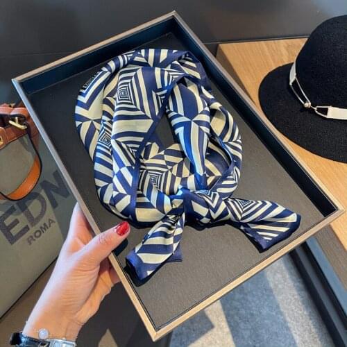 Blue Rice Double Face Two Color Silk Scarf 100% Silk Spring And Autumn Scarf Small Scarf Decoration