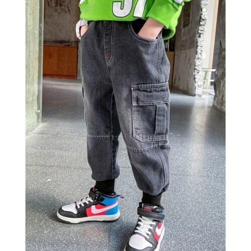 With Pocket Baby Spring Autumn Jeans Pants For Boys Children Kids Trousers Clothing Teenagers Gift Home Outdoor High Quality