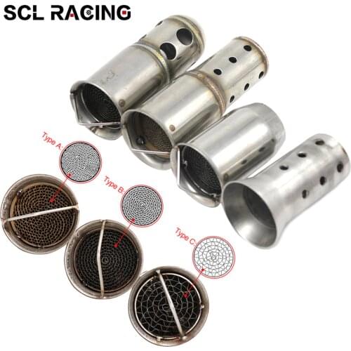 Alconstar Motorcycle 51mm 60mm Inlet Exhaust Muffler Adjustable DB Killer Silencer Noise Sound Eliminator Front Catalyst