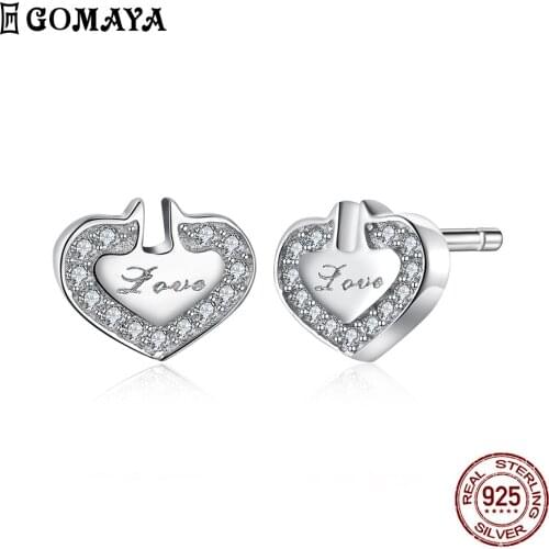 GOMAYA 925 Sterling Silver Drop Earrings Romantic Love Geometric Shape zircon Earring For Women Anniversary Fine Jewelry Best
