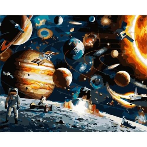 Painting By Numbers DIY Dropshipping 40x50 50x65cm Strolling in fantasy space Scenery Canvas Wedding Decoration Art picture Gift