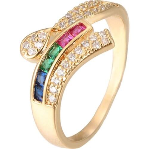 Ring Rainbow Series Ring Inlay Color Square Zircon Ring Drops Cross Fashion Lady Rings Engagement Ring Jewelry