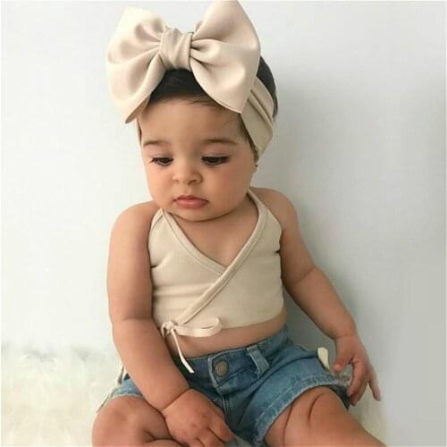 3Pcs Kids Baby Girls Clothes Set 2021 Summer Children Sleeveless V Neck Tank Tops + Denim Short Pants + Headband Baby Outfits