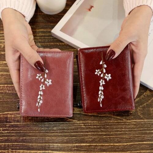 Short Women Flower Wallets Lady Purses ID Cards Holder Zipper Coin Purse Woman Mini Wallet Girls Money Bags Pouch Girls Notecase