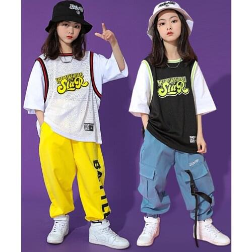 Modern Dance Hip Hop Clothing For Girls Loose Hiphop Suit Summer Jazz Dance Costumes Street Dance Performance Costumes DN8884