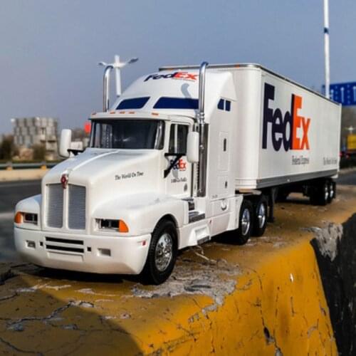 Diecast 1:24 Scale Model Car Fedex Transport Truck Static Display Adult Collection Diy with Childrens Toys for Boys Gift