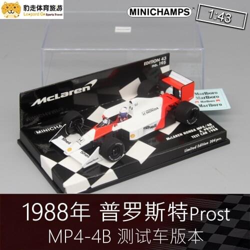 MINICHAMPS 1:43 Mclaren honda MP4-4B Alain Prost test 1988 with rider Limited 204pcs collection die-casting F1 RACING car moedl