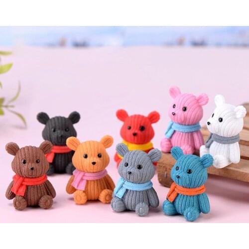 Mini Scarf Rsin Bear Action Figure Cartoon Animal Bear Model Figure Toys Collection Wool Doll Toys Figurines Home Decor Gift