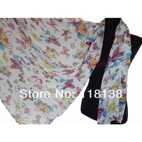 Fashion Long Ladies Animal Colourful Butterfly & Floral Print Scarf Accessories , Free Shipping