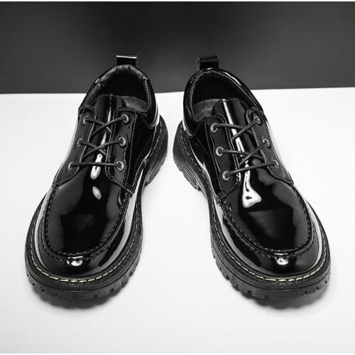 Men Casual Shoes Flat Fashion Lace Up Autumn Spring Leather Low Top Black Outdoor Male Non-slip Comfortable