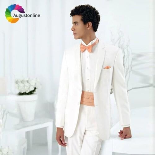 Men Suits For Wedding White Groom Blazer Tailor Made Slim Fit Formal Tuxedos Best Man Prom Terno Masculino Anzug Herren 2 Pieces