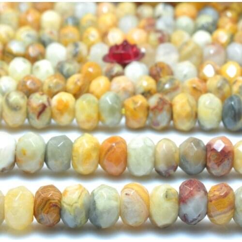 Natural Yellow Crazy Lace Agate Faceted Rondelle Loose Beads Wholesale Gemstone Semi Precious Stone Diy Jewelry Making Design