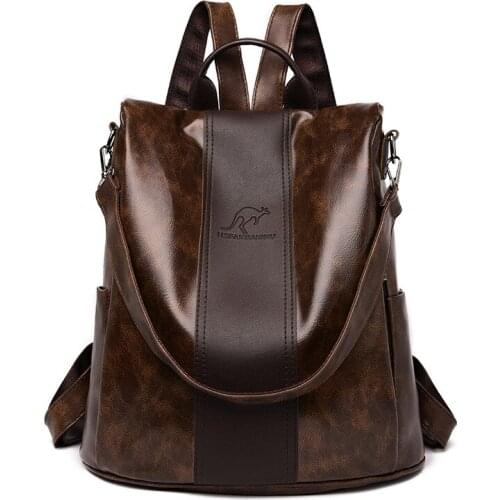 Newhotstacy Bag 05112021 Ladies double shoulder bag large capacity backpack soft Backpack