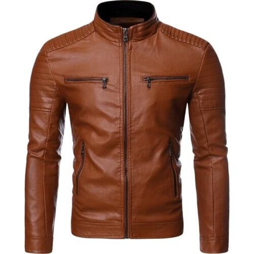 New Mens Leather Jacket Brand Slim Fit Motorcycle Leather Jacket Coat Men Casual Biker Zipper Jacket Male chaqueta cuero hombre