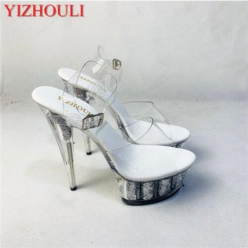 New fashionable sexy transparent sandal, platform of bright piece platform thick bottom high heel 15CM walk stageNew Sandals