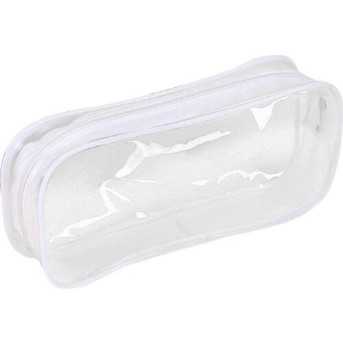 Portable PVC Pencil Case Travel Toiletry Bag Big Capacity Stationery Pencil Bag