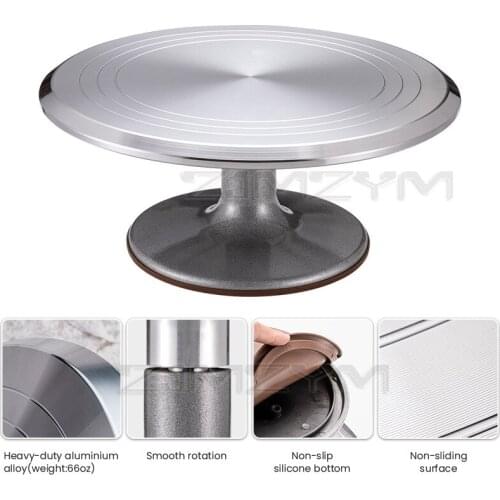 12 Inch turntable aluminum alloy Cake turntable Cake Sculpting Wheel Turntable with anti skid pad cake turntable baking tool