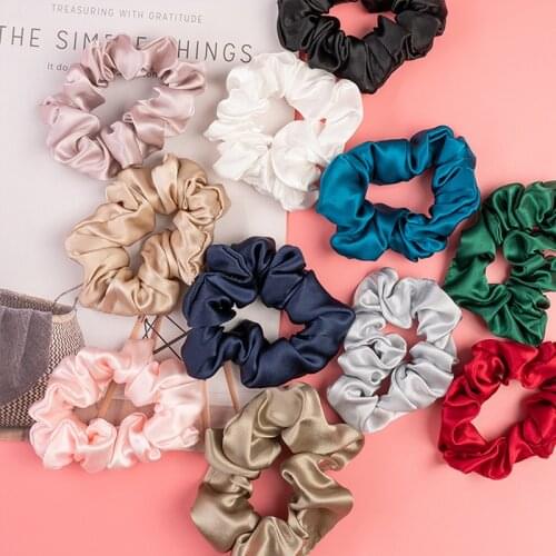 Real Silk Scrunchies For Hair Care Ponytail Holder19Momme Mulberry SilK Hair Tie Women Headwear Accessories Free Shipping