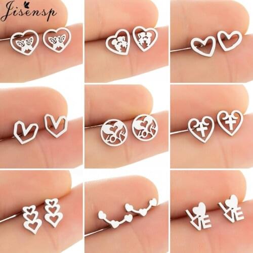 Romantic Small Heart Earrings for Women 2021 Geometric Love Letter Stainless Steel Jewelry Earring Valentines Day Gifts bijoux
