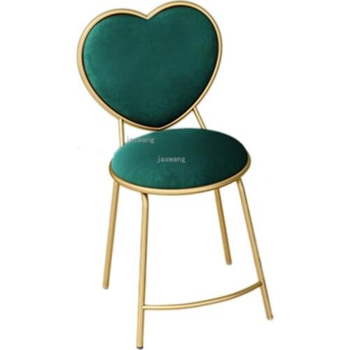 Pink Nordic Creative Dining Chair Gold Metal Wrought Iron Heart-shaped Chair Nail Coffee Lounge Chair Simple Dressing Chair