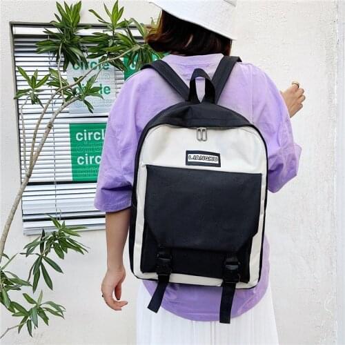 Fashion Womens Backpack Contrast Color School Bags For Teenage Girls Waterproof Bookbags Large Capacity Student Schoolbags