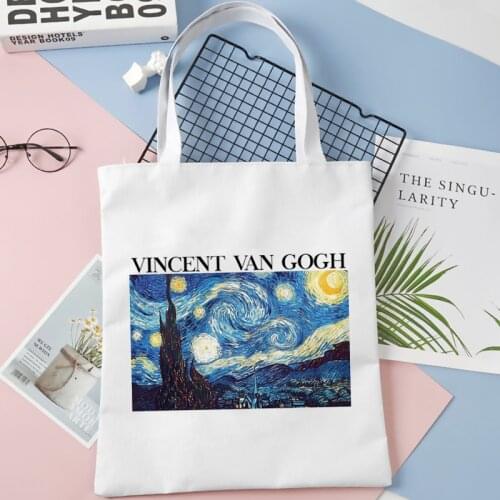 Van Gogh shopping bag cotton jute bag eco grocery bolsas de tela shopper bag cloth bolsas reutilizables bolsa compra cabas