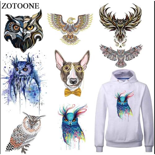ZOTOONE Trendy 3D Owl Clothes Patches Stickers for Tops Household Iron-on Animal Parches DIY Heat Transfers Decoration Appliqued