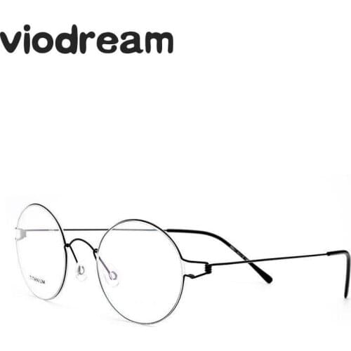 Viodream Retro Round Titanium Ultra Light Glasses No Screw Thin Spectacle Frames Optical Prescription Eyewear Oculos De Grau