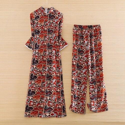 High-end Spring And Summer Women 2 Pieces Set Printing Coat Tops + Folral Pants Elegant Lady Fashion Suit Female S-XXL