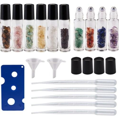 1 Set Natural Stone Chip Beads, Essential Oil Empty Perfume Bottle Essential Oils Pipettes Dropper DIY Accessories