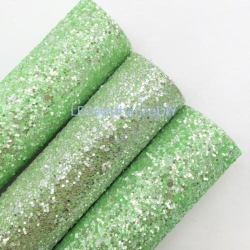 1PC 21X29CM GREEN Glitter Fabirc, Chunky Glitter Leather, Glitter Leather Sheets For Making Bows LEOsyntheticoDIY T353
