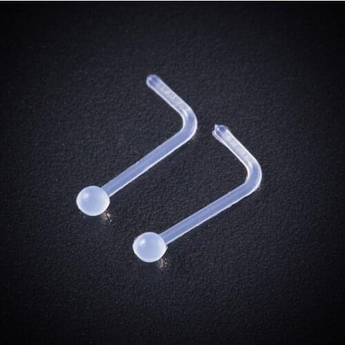 10pcs L Shape Clear Nose Ring Studs Acrylic Nostril Bone Screw Nose Piercing Flexible Prevent Allergy Retainer Body Jewelry 20G