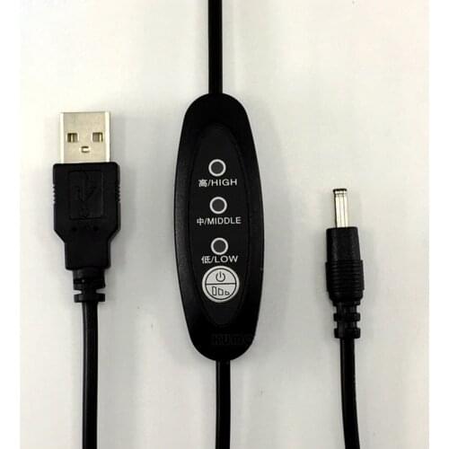 10pcs USB DC3.5 Temperature Controller Heater Thermostat Control Switch 3-speed Adjustable 5V-12V Line Switch