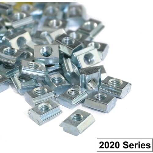 100pcs 2020 Series M3 M4 M5 M6 T Block Square nuts T-Track Sliding Hammer Nut for Fastener 2020 Aluminum Profile
