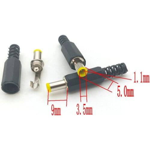 100 Pcs 5.0mmx3.5mX1.1 mm DC Power cable Male Plug Adapter CCTV Notebook