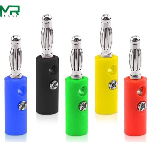 2pcs/lot Audio Speaker Screw Banana Gold Silver Plate Plugs Connectors 4mm Red yellow Blue green black