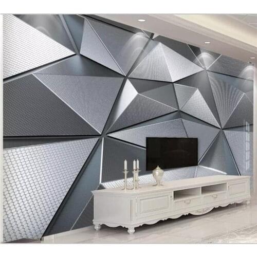 Beibehang Wallpaper custom large high-end 3D solid geometry atmospheric metal living room bedroom wall papel de parede 3d