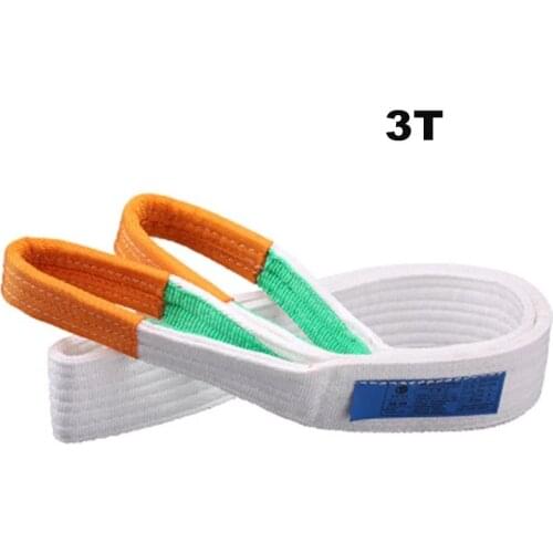 3T White Flat Lifting Webbing Sling Industrial High Strength Cargo Hoisting Belt Webbing Tape Belt Sling Fabric Strap