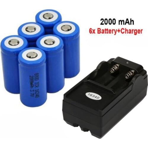 6x 2000mah 16340 Rechargeable Li-ion Battery For Led Flashlight+cr123a Charger Battery Charger Toy Battery Charger#g35