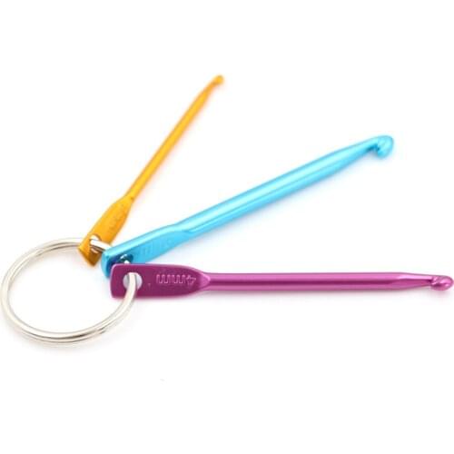 6pcs/2set Useful Fashion Mini Aluminum Keychain Crochet Hooks DIY Multicolour Crafts Tools Knitting Needles Key Ring