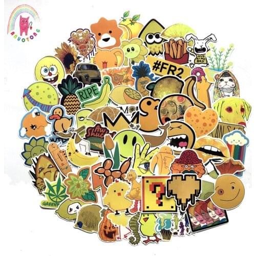 70Pcs Cartoon yellow Pvc Waterproof Stickers For Laptop Motorcycle Luggage Guitar Decal Toy Sticker Home Furnishing decoration