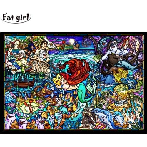Diamond Painting Full Square Round Diy 5D Cartoon Princess Prince Diamond Embroidery Mosaic Mermaid Gift Home Decor Cross Stitch