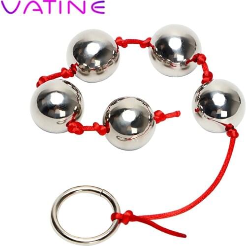 VATINE Five Metal Anal Balls Anal Bead Ring Handheld Stainless Steel Erotic Toys Butt Plug Vaginal Sex Toys for Woman