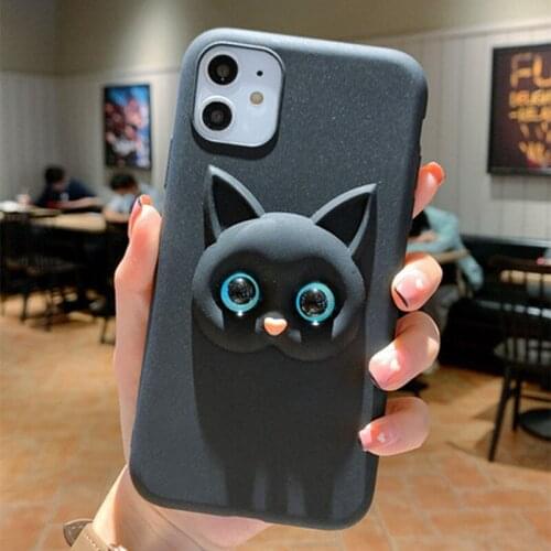3D Black Cat Case for iPhone 13 Pro Max XR XS Max 6S 7 8 Plus Anti Stain Cover Case for iPhone 11 12 Pro MaX Mini Plus Case