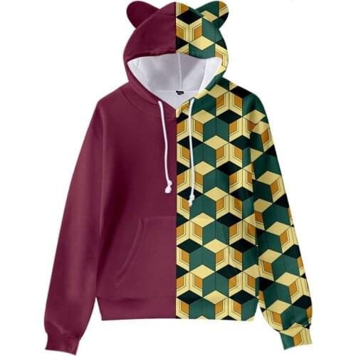 2021 Kids Adults Anime Demon Slayer Kimetsu no Yaiba Tanjirou Nezuko Pullover Hoodie Cosplay Long Sleeve Hoodie Sweatshirt