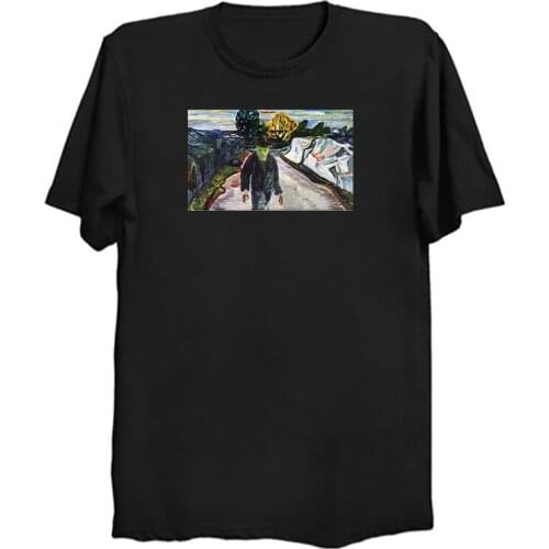 Mens T Shirt Van Gogh Oil Painting Harajuku Kawaii Print Large Size Funny Unisex Short Sleeved T-shirt Tops Tees Wave Tshirt